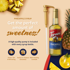 Primer plano de la textura del jarabe Torani piña, consistente y fácil de mezclar