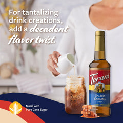 Torani jarabe usado en un latte cremoso realzando el sabor de café