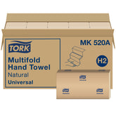 Tork empaque frontal multifold Natural mostrando cantidad y eco beneficios