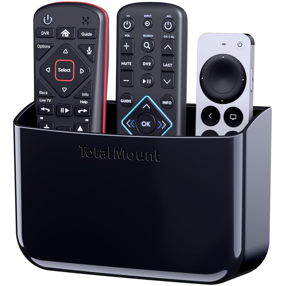 TotalMount soporte frontal negro mostrando diseño compacto y orden