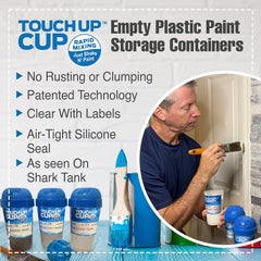 Touch Up Cup detalle de la tapa hermética mostrando sellado seguro