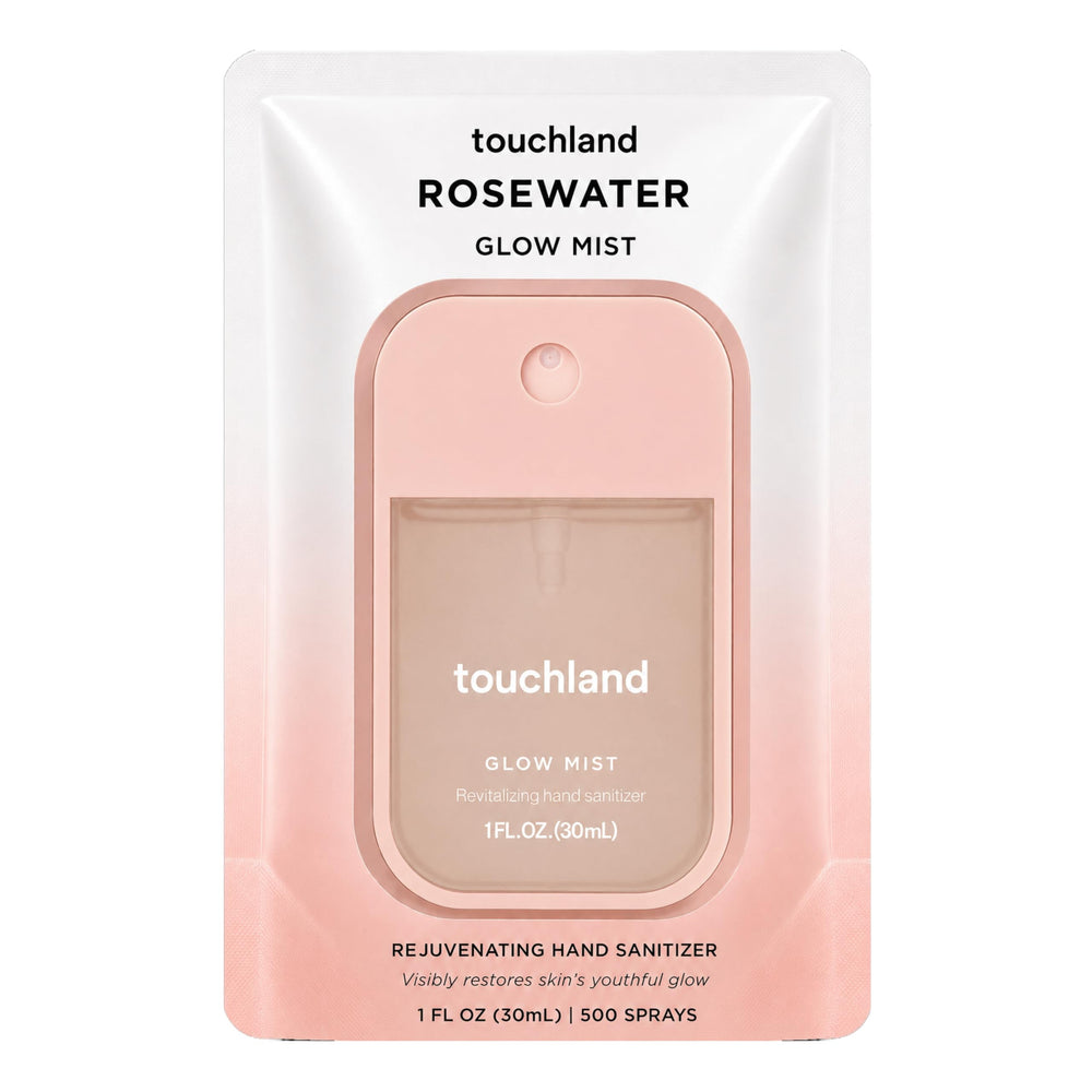 Touchland envase frontal tamaño viaje mostrando diseño y portabilidad