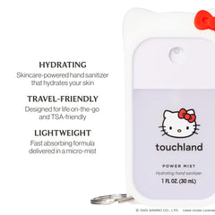 Gotas de spray sobre la piel con Touchland, hidratación y sensación suave