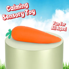 Toymendous Squishy Carrot junto a regla para comparar su tamaño jumbo