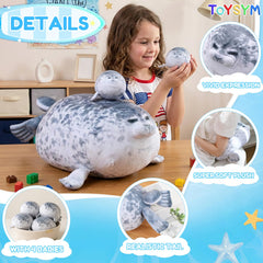 TOYSYM cuatro focas bebé extendidas para juego y organización