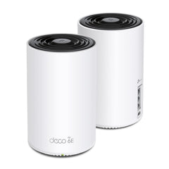 TP‑Link Deco XE75 frontal del pack mostrando diseño y cobertura mejorada