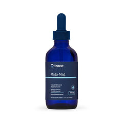 Trace Minerals frasco Mega-Mag frente mostrando diseño y facilidad de uso