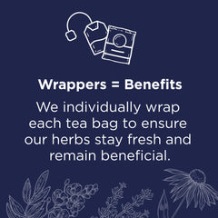 Traditional Medicinals taza con infusión en uso, beneficio de sabor reconfortante
