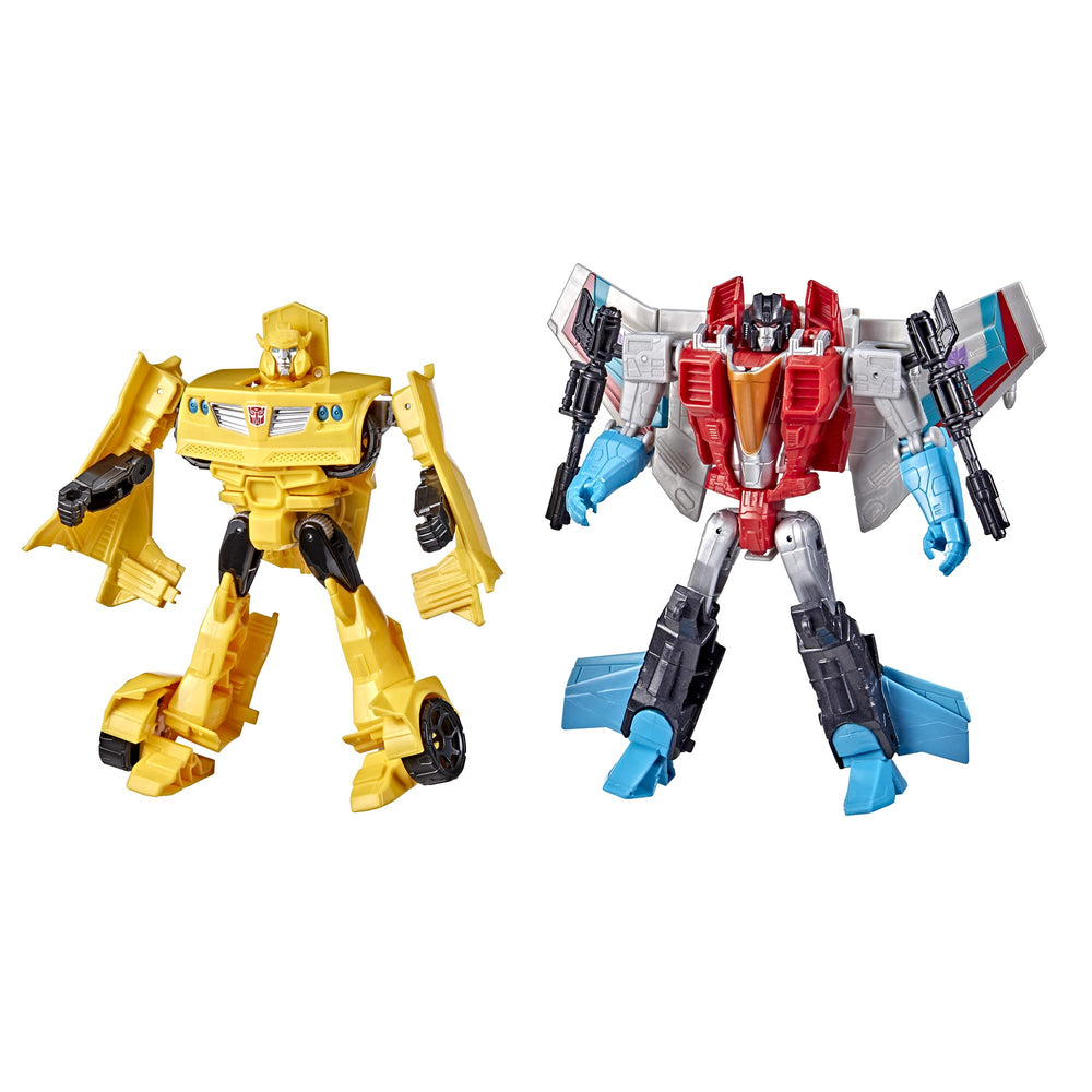 Transformers pack frontal mostrando Bumblebee y Starscream para juego inmediato