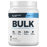 Transparent Labs envase frontal Bulk mostrando 30 servicios y beneficio rendimiento
