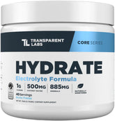 Transparent Labs frasco frontal mostrando diseño y sabor Arctic Freeze, hidratación rápida