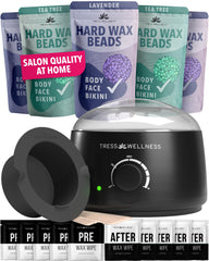 Tress Wellness kit frontal mostrando calentador y accesorios beneficios prácticos