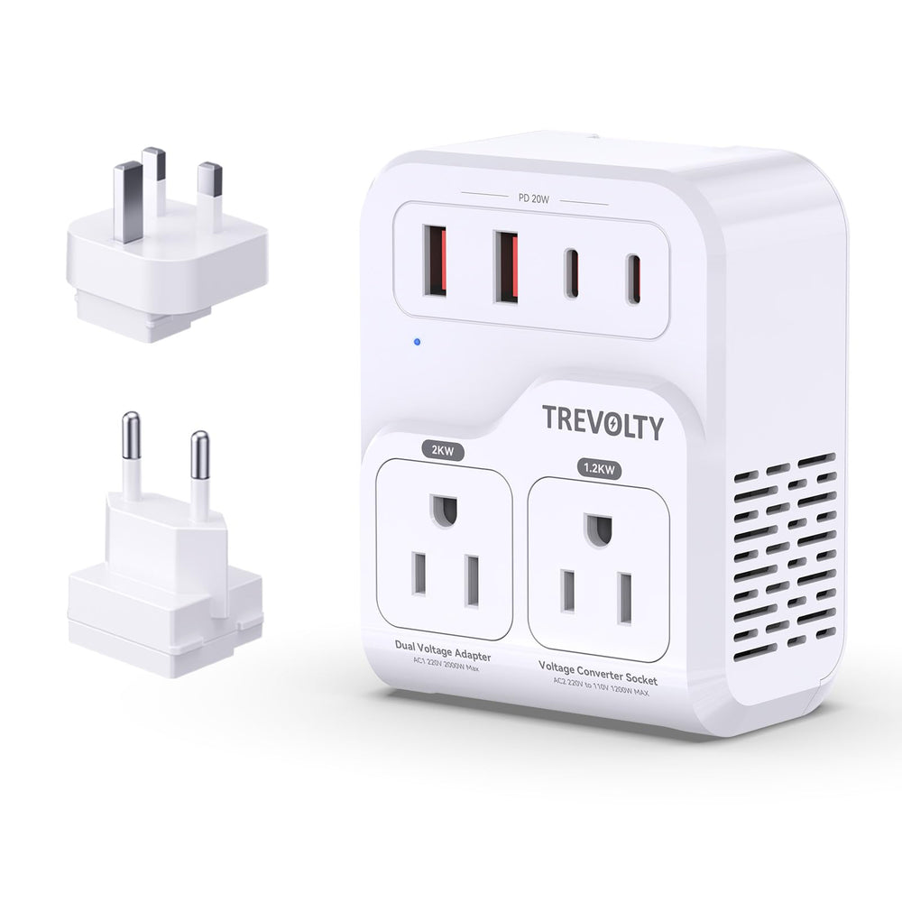 TREVOLTY vista frontal mostrando controles y puertos, facilita conexiones seguras