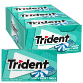 Trident bote frontal con 12 paquetes destacando cantidad y sabor mentolado