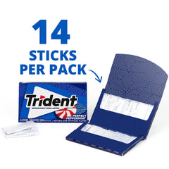 Trident tira de chicles abierta con piezas listas para masticar