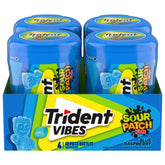 Trident bottle front view showing label and vibrant blue raspberry design and easy portability