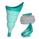 TRIPTIPS visión frontal del orinal plegable azul mostrando el diseño compacto y portátil