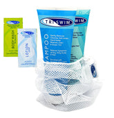 TRISWIM set en estuche frontal mostrando botellas y bolsa, ideal para nadadores