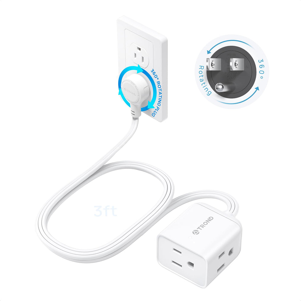 TROND enchufe plano giratorio frontal mostrando ahorro de espacio