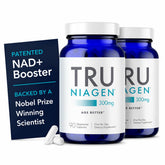 TRU NIAGEN frasco frontal mostrando la marca y beneficio celular
