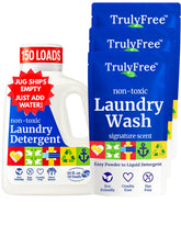 Truly Free frente del paquete mostrando producto y beneficios ecológicos