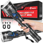 Tughlax pack de 2 linternas recargables mostrando frontal y diseño, ideal para emergencias