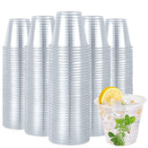 Turbo Bee frente del pack mostrando 600 vasos transparentes, ideal para eventos