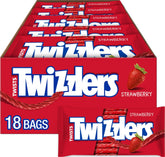 Twizzlers frente del empaque mostrando la caja de 18 paquetes y facilidad de reparto
