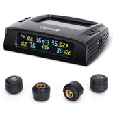 Tymate monitor frontal y cuatro sensores mostrando lecturas claras
