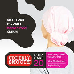 Udderly Smooth textura cremosa demostrando absorción rápida y no grasa