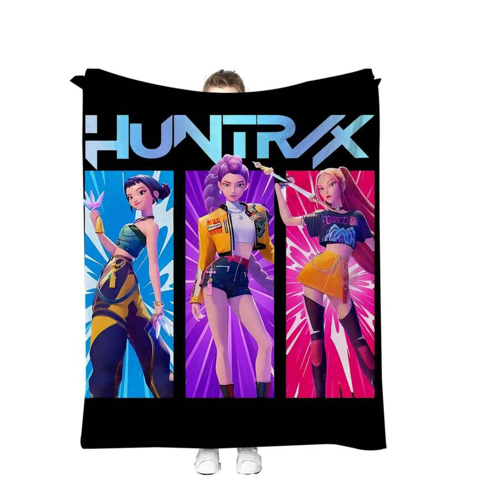 Ugecl manta K Pop D.e.mon Hunters vista frontal con estampado llamativo y color negro