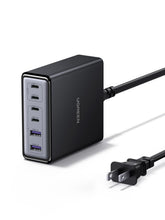 UGREEN vista frontal de la estación mostrando 4 USB-C y 2 USB-A, carga ordenada
