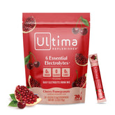 Ultima Replenisher frente del empaque mostrando 20 stickpacks y beneficio portátil