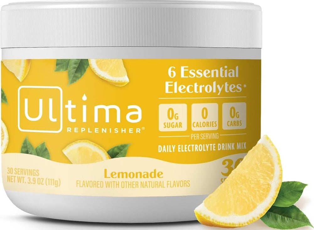 Ultima Replenisher front canister showing label and servings benefit