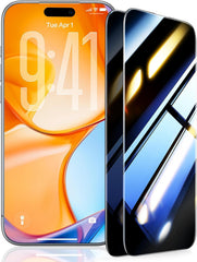 UltraGlass front packaging showing two-pack and iPhone 15 Pro fit for secure privacy