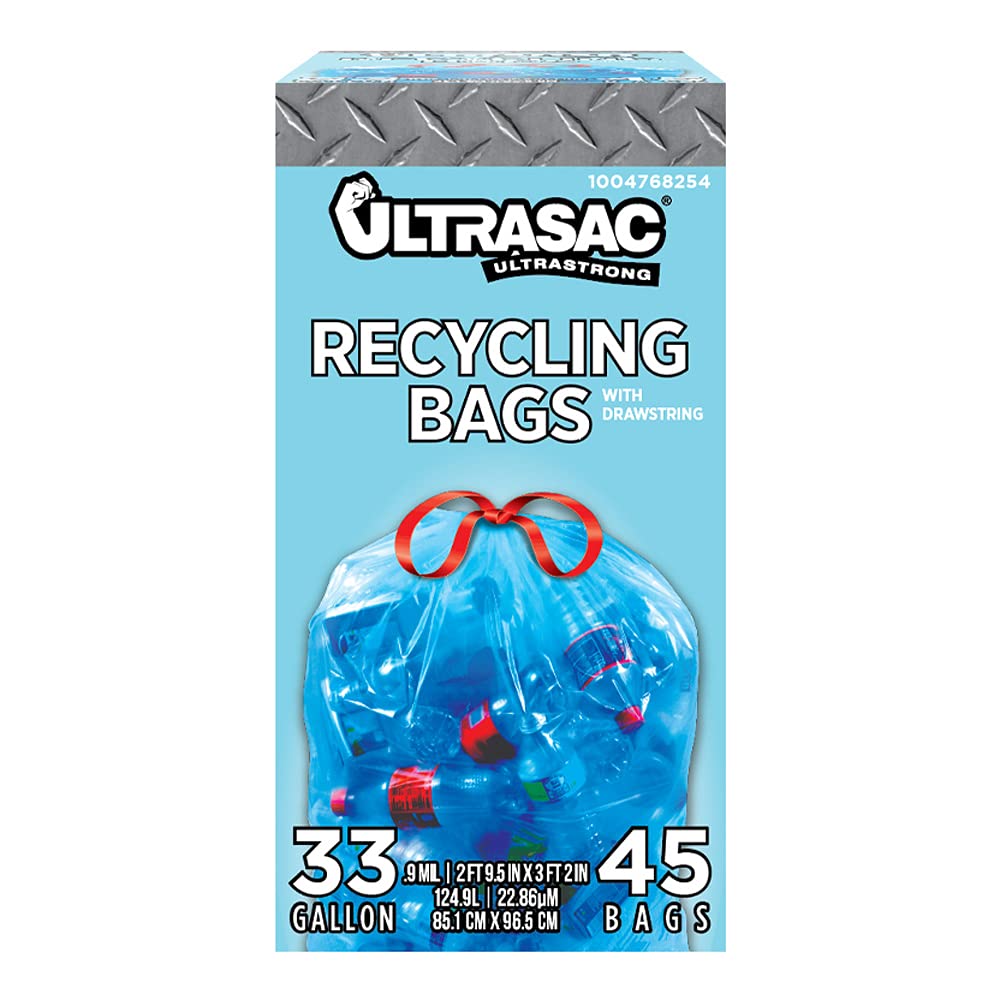 Ultrasac bolsa azul frente paquete mostrando 45 unidades y uso organizado