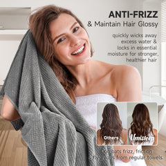 Umisleep mujer con turbante secando cabello manos libres comodidad