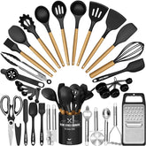 Umite Chef vista frontal del set 34 piezas con soporte, organización inmediata