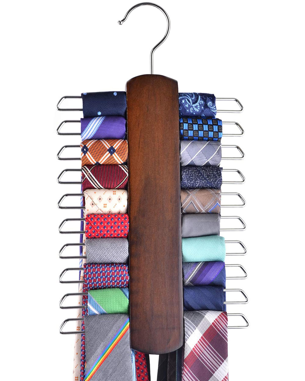 Umo Lorenzo perchero frontal de madera nogal muestra orden y ahorro de espacio