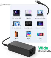 UNAWUDOH cargador conectando un portátil Lenovo, carga rápida y estable
