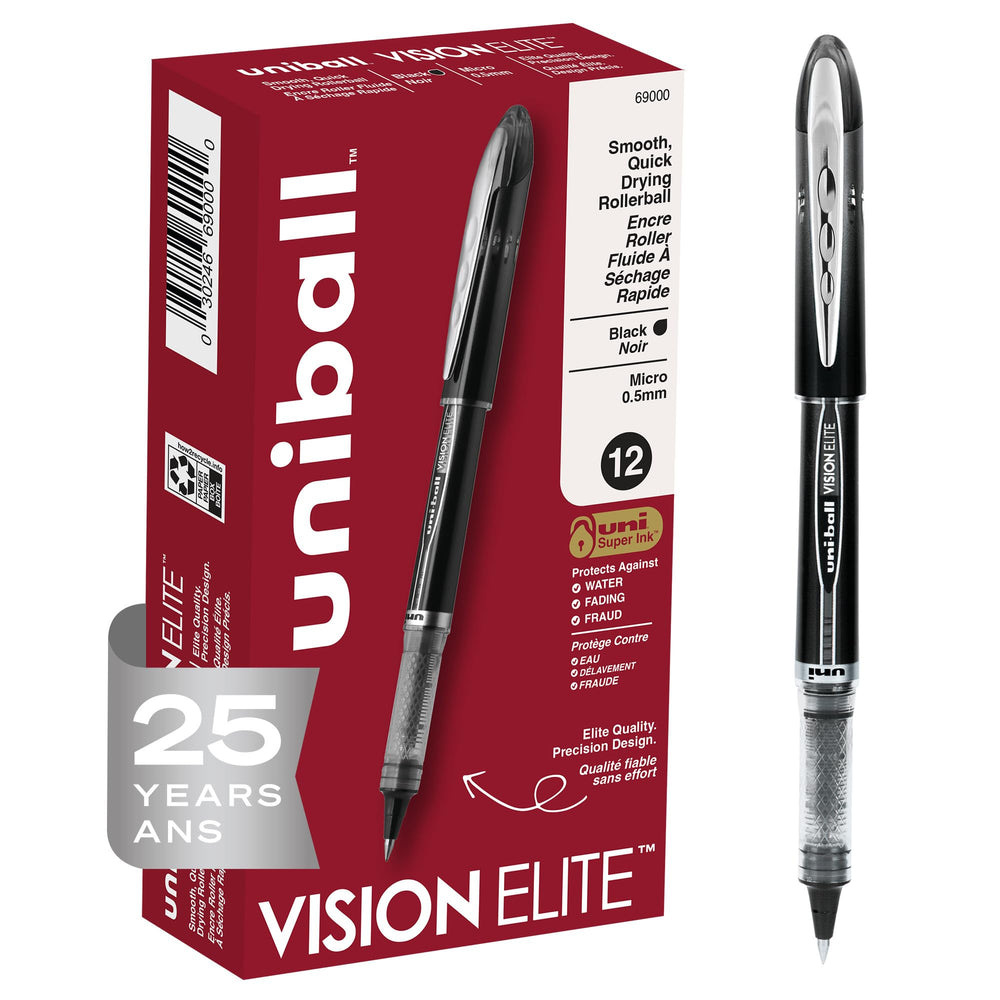 uni-ball visión elite frontal mostrando diseño moderno y clip útil