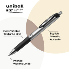 Uni-Ball 207 Impact agarre acolchado enfocando comodidad y control prolongado