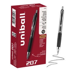 uniball 207 frontal del paquete mostrando los 12 bolígrafos y orden
