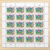 United States Postal Service vista frontal de la hoja, bello diseño floral