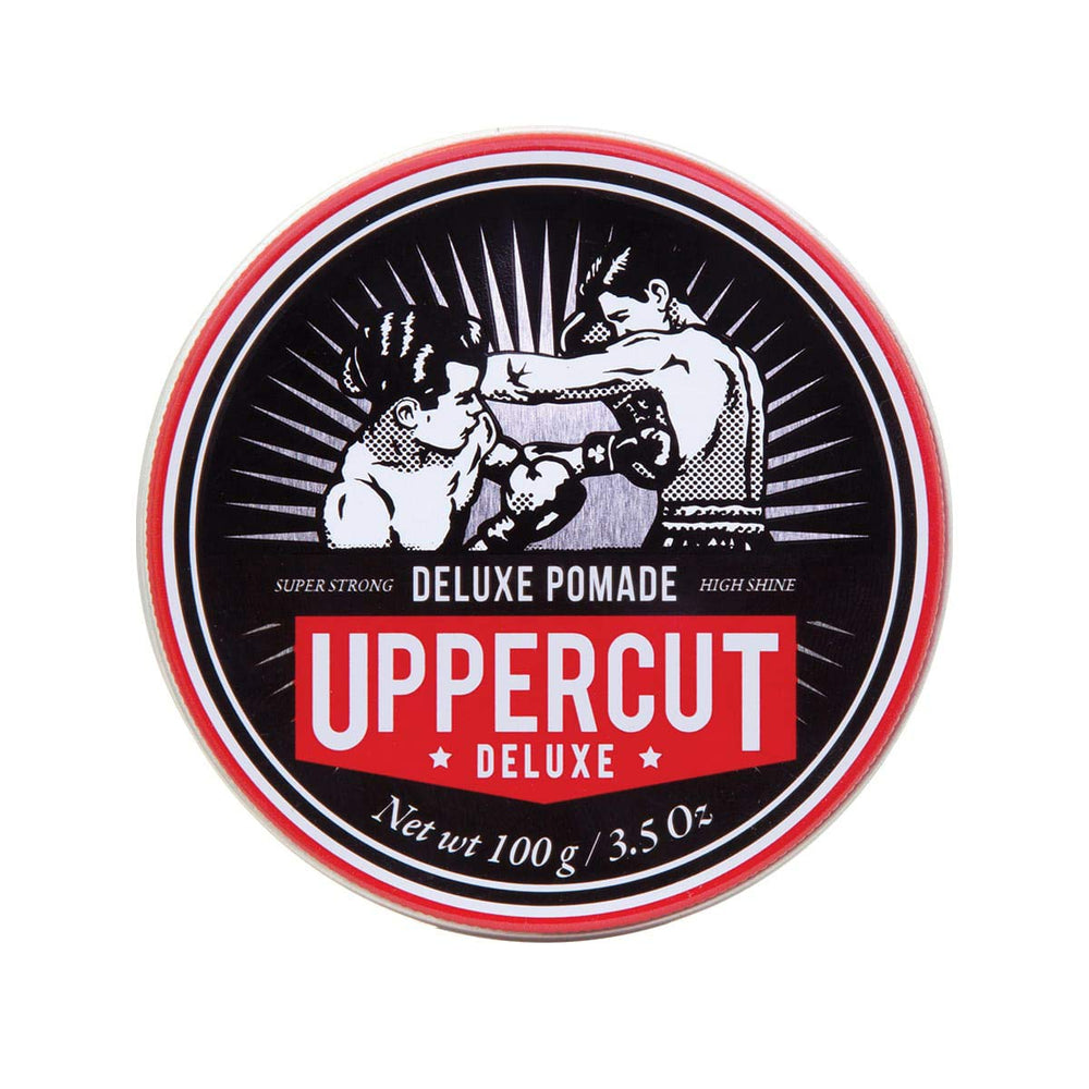 UPPERCUT DELUXE front tin showing brand and strong hold benefit