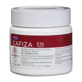 Urnex Cafiza tarro frontal mostrando 100 pastillas y facilidad de almacenamiento