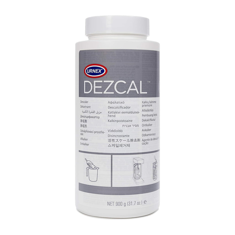 Urnex Dezcal envase 900 g mostrando diseño y beneficios
