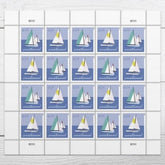United States Postal Service hoja frontal de sellos Sailboats con arte colorido