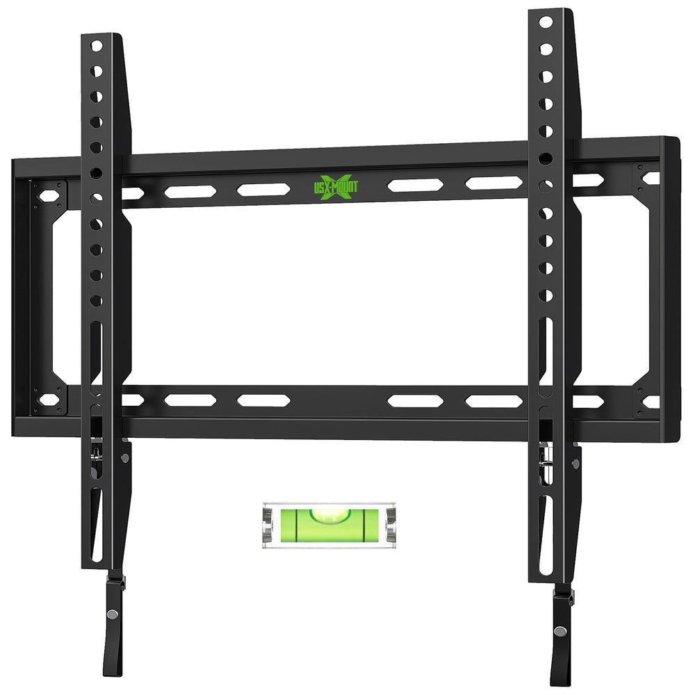 USX MOUNT televisor montado frontal mostrando perfil bajo y estética moderna