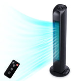 Uthfy ventilador torre frontal mostrando diseño compacto y ahorro de espacio